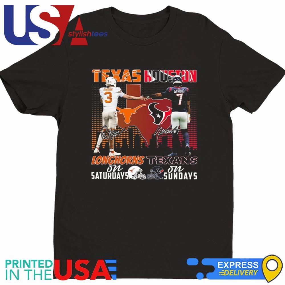 Ewers Stroud Longhorns On Saturdays Texans On Sundays Signatures 2024 Shirt