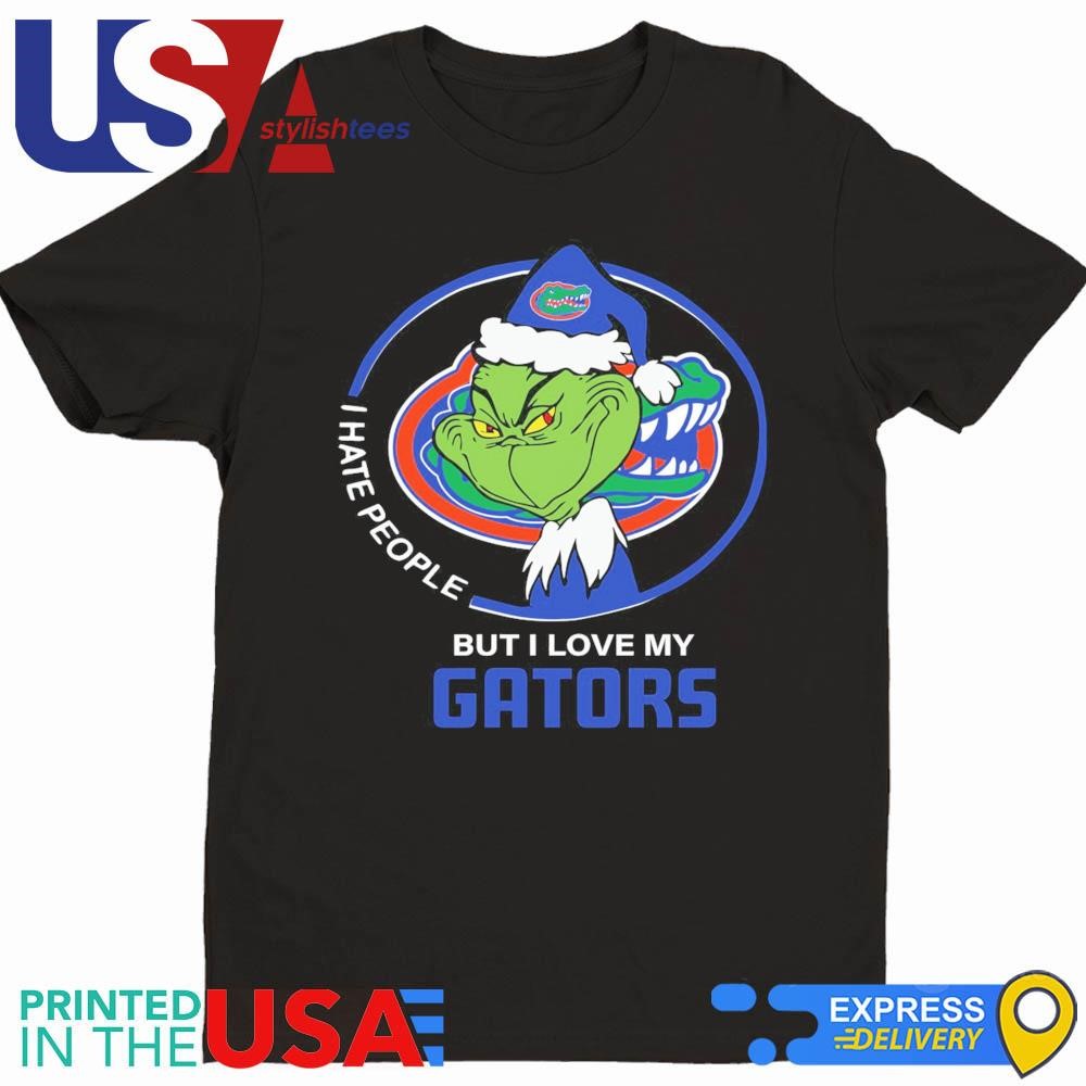 Florida Gator Christmas Grinch I Hate People But I Love My Gator 2024 Shirt