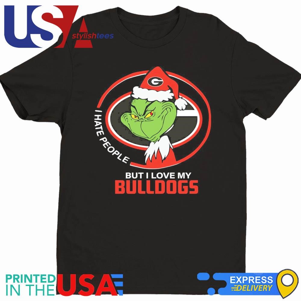 Georgia Bulldogs Christmas Grinch I Hate People But I Love My Bulldogs 2024 Shirt