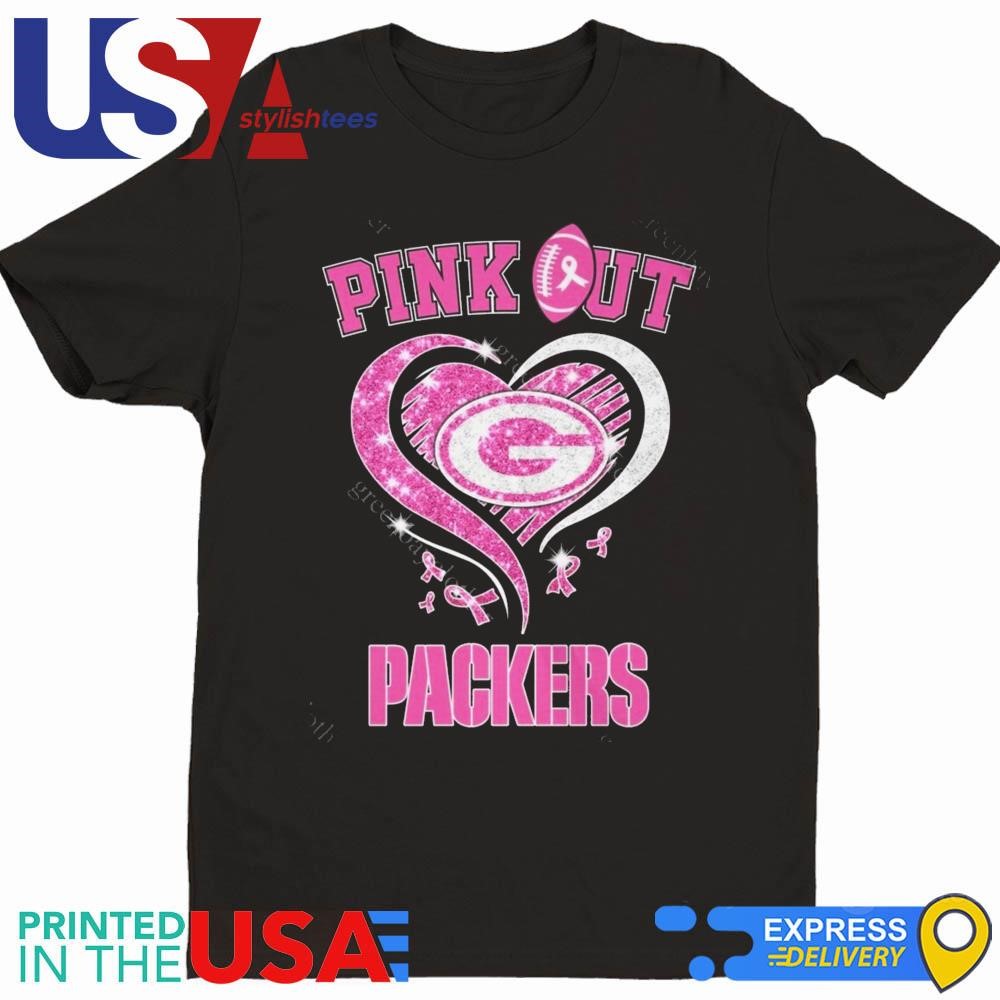 Green Bay Packers Pink Out Packers Heart Diamond Shirt