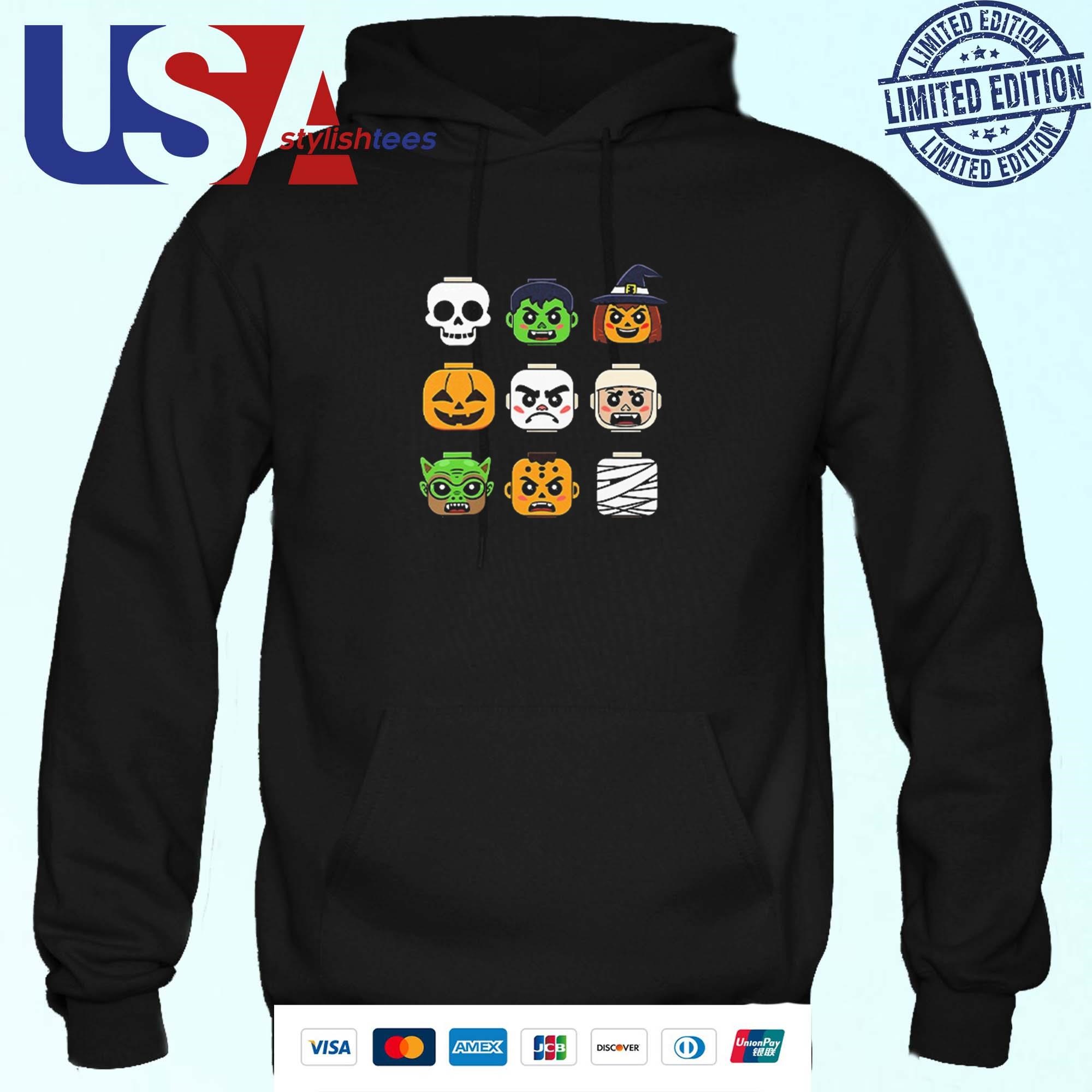 Halloween Building Brick Head Pumpkin Ghost Zombie Boys Hoodie