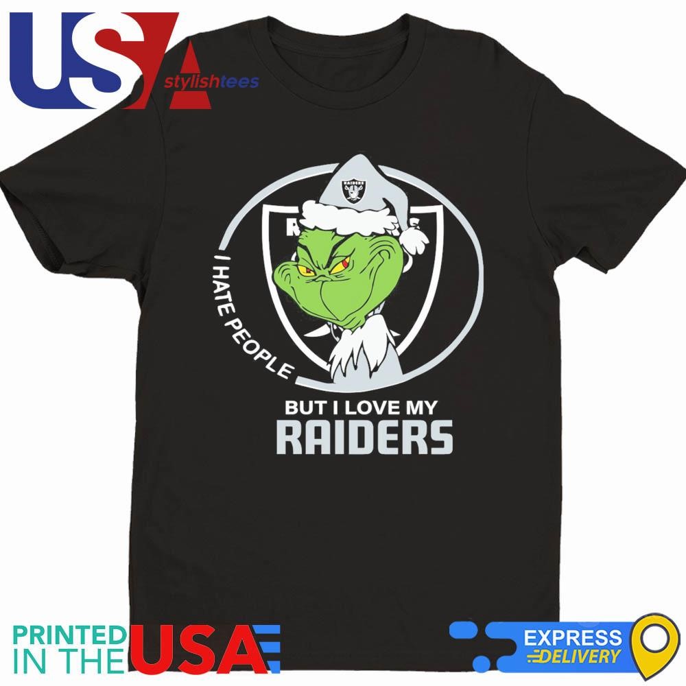 Las Vegas Raiders Christmas Grinch I Hate People But I Love My Raiders 2024 Shirt