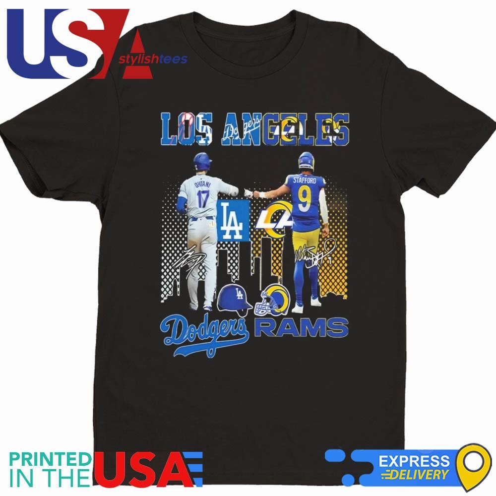 Los Angeles Dodgers Shohei Ohtani Los Angeles Rams Matthew Stafford Signatures 2024 Shirt