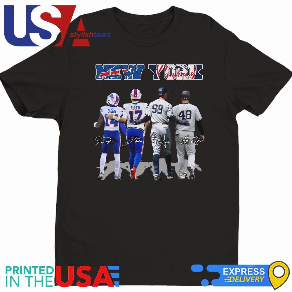 New York City Sports Buffalo Bills And New York Yankees Diggs Allen Aaron Judge And Anthony Rizzo Signatures 2024 Shirt