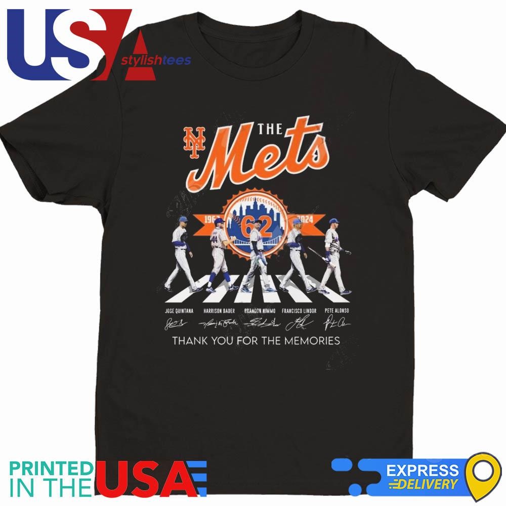 New York Mets 62 Years 1962-2024 Thank You For The Memories Walking Signatures Shirt