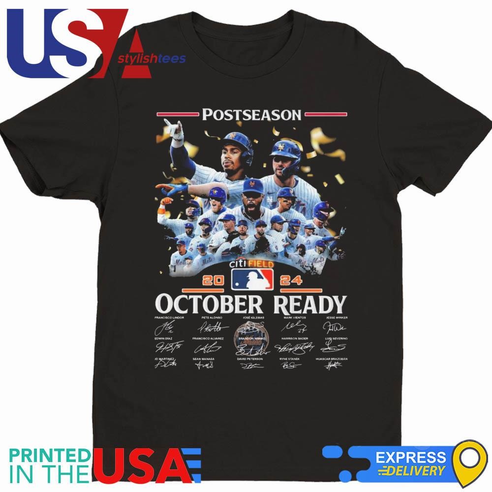 New York Mets Postseason 2024 October Ready Signatures Shirt