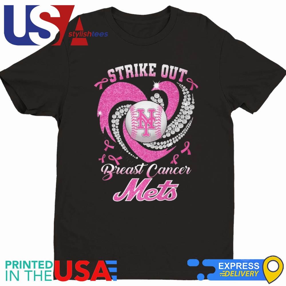 New York Mets Strike Out Breast Cancer Mets Heart Diamond Shirt