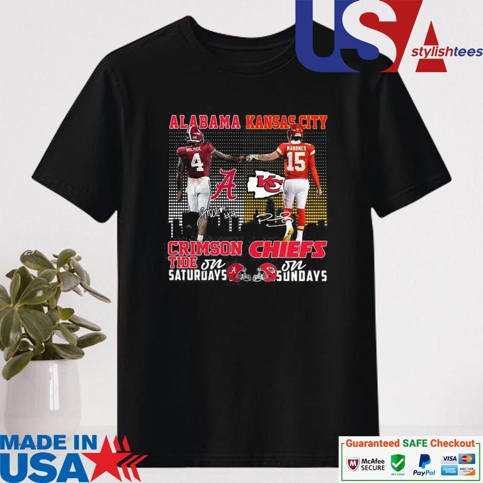 Official Alabama Crimson Tide On Saturdays x Kansas City Chiefs On Sundays Signatures Shirt