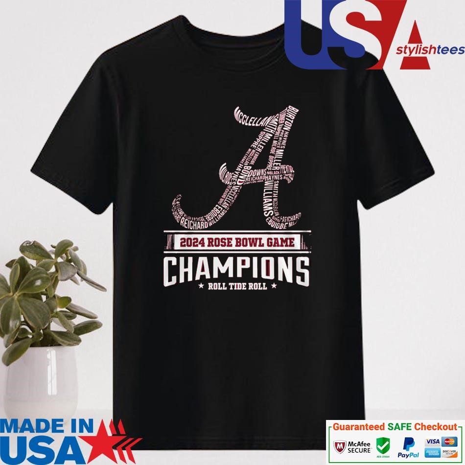 Official Alabama Crimson Tide Player Name Logo 2024 Rose Bowl Game Champions Roll Tide Roll Shirt