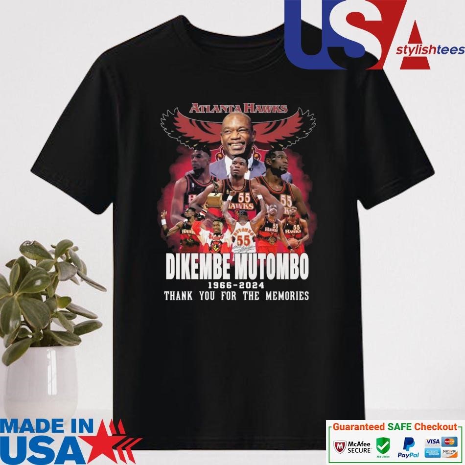 Official Atlanta Hawks Dikembe Mutombo 1966-2024 Thank You For The Memories Signature T-shirt