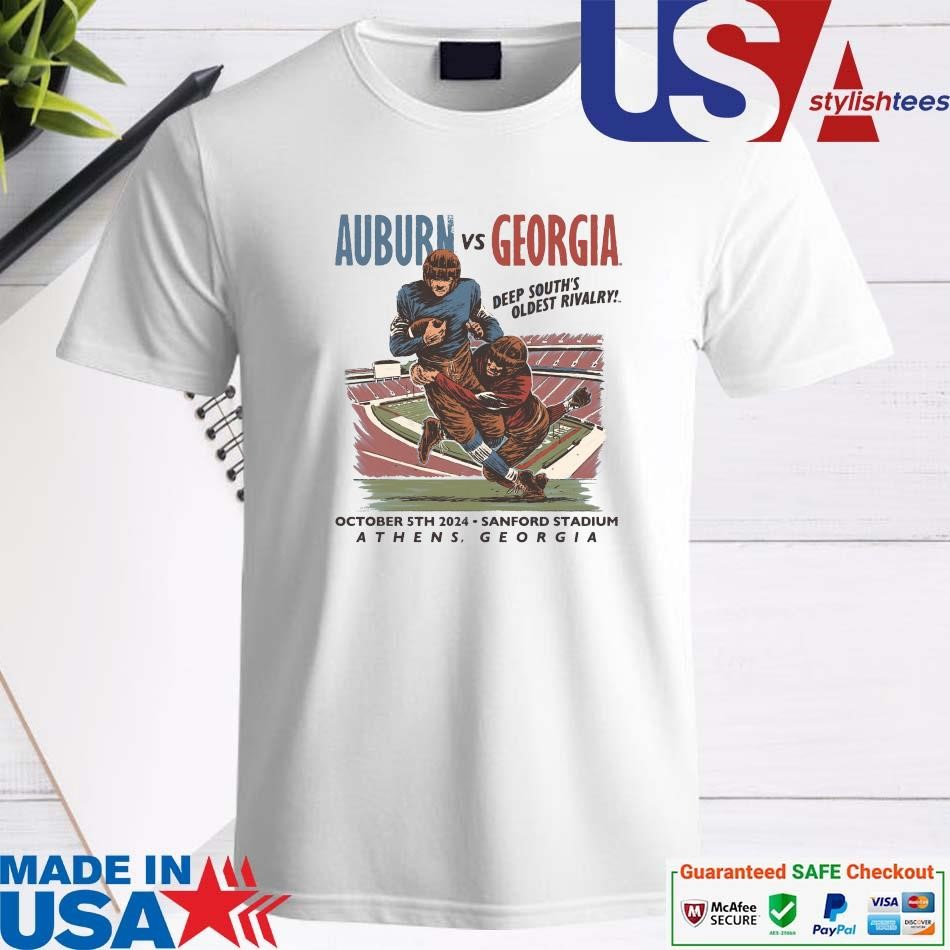 Official Auburn Tigers Vs Georgia Bulldogs Deep South's Oldest Rivalry October 5th 2024 Sanford Stadium T-shirt