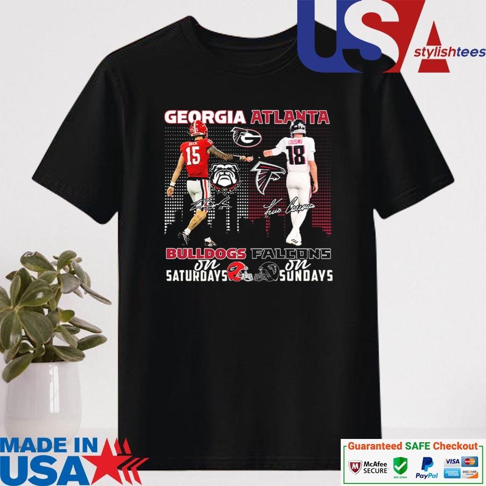 Official Bulldogs On Saturdays Falcons On Sundays Signatures T-shirt