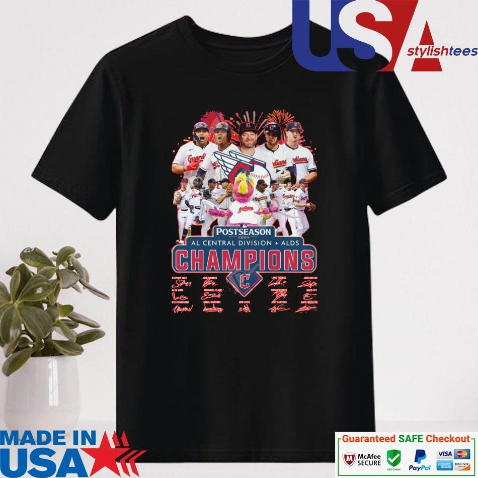 Official Cleveland Guardians Postseason 2024 AL Central Division + ALDS Champions Signatures Shirt