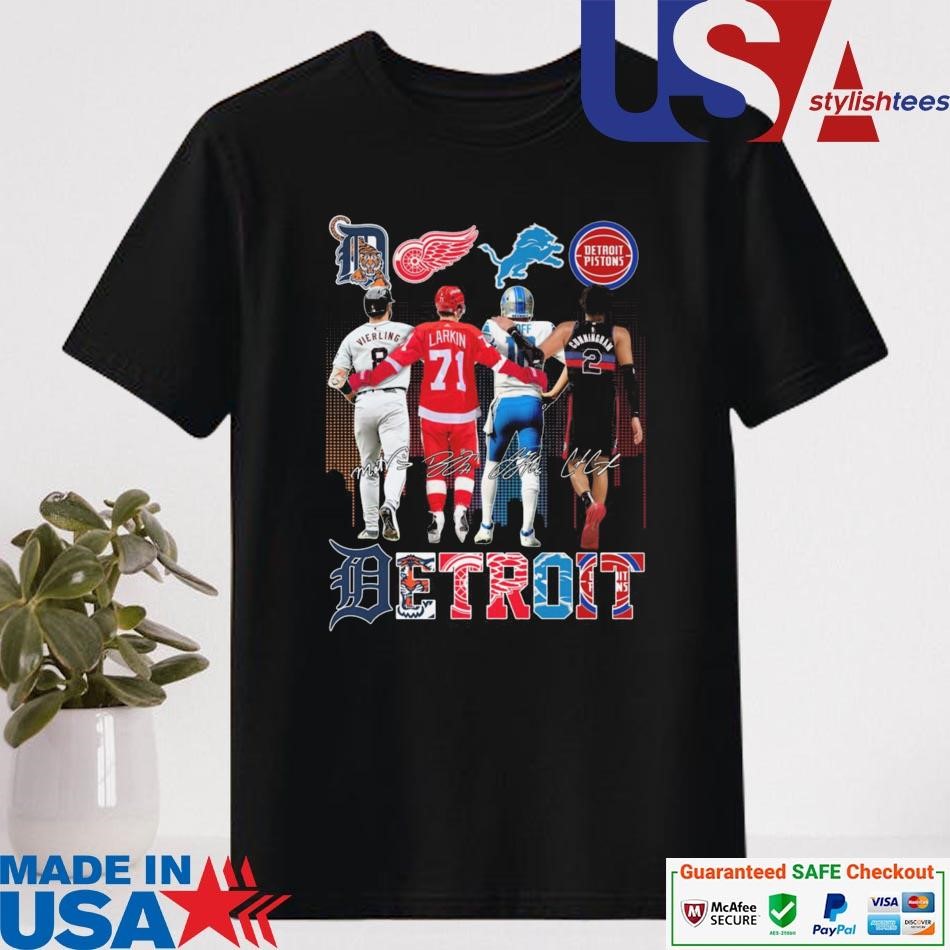 Official Detroit Sports Team Tigers x Wings x Lions x Pistons Signatures Shirt