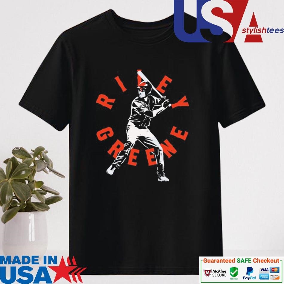 Official Detroit Tigers Riley Greene Baseball Team Swing Pose Shirt