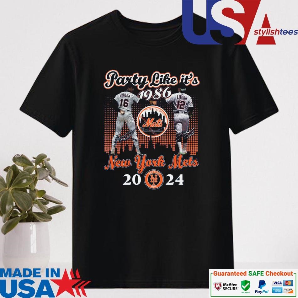 Official Dwight Gooden Francisco Lindor Party Like It’s 1986 New York Mets 2024 Signatures Shirt