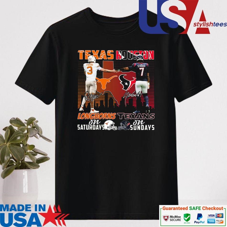 Official Ewers Stroud Longhorns On Saturdays Texans On Sundays Signatures Shirt