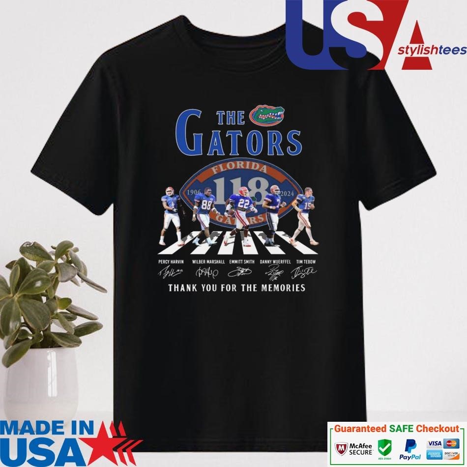 Official Florida Gators 118 Years Of The Gators 1906-2024 Thank You For The Memories Signatures Shirt