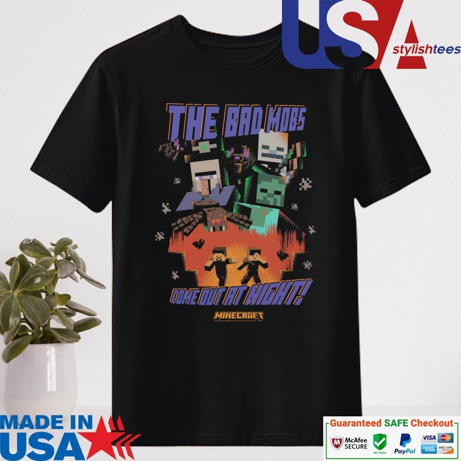 Official Halloween Minecraft The Bad Mobs Come Out At Night Shirt