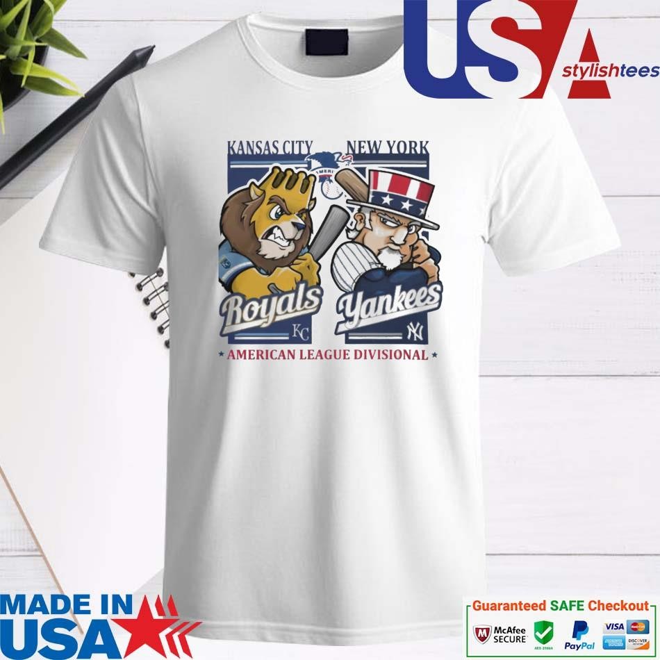 Official Kansas City Royals Vs New York Yankees Mlb American League Divisionals 2024 Mascots Logo Shirt