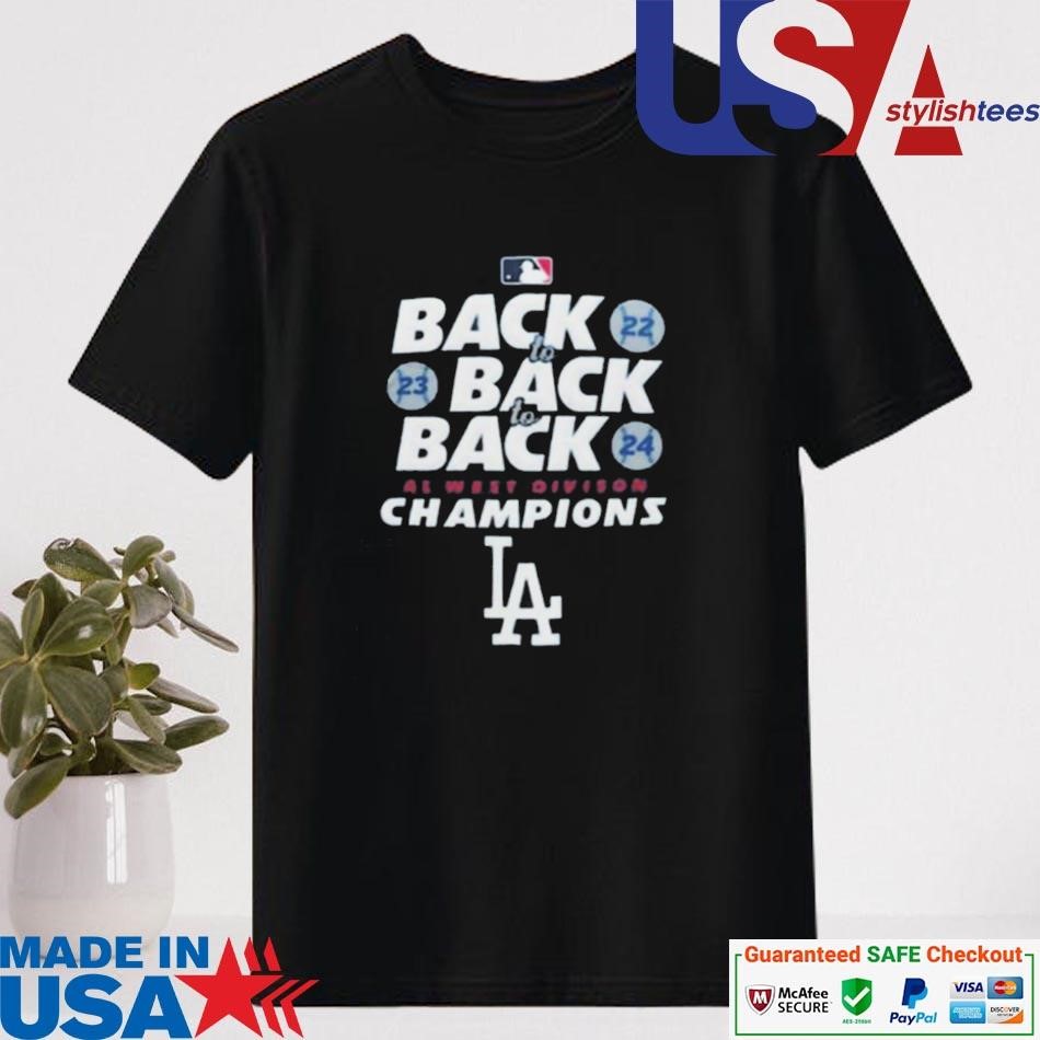 Official Los Angeles Back To Back To Back Dodgers Nl West Division Champions 2024 T-shirt