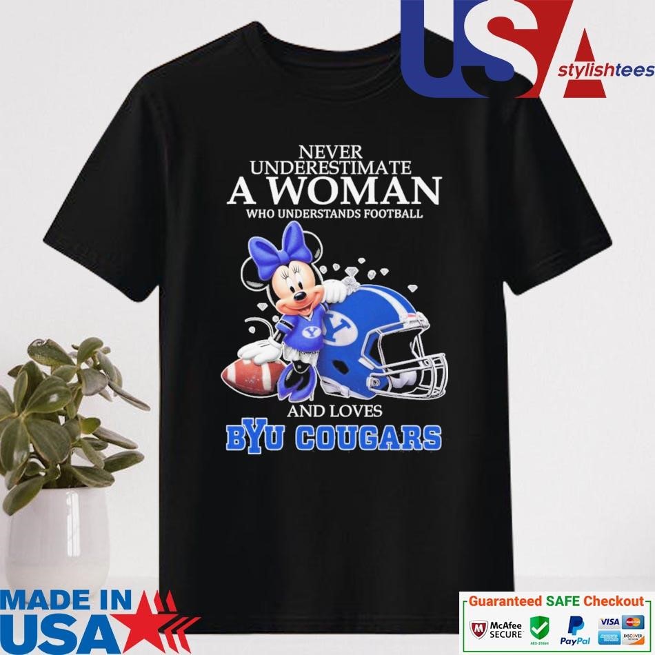 Official Never Underestimate A Woman Who Understands Football And Loves BYU Cougars T-shirt