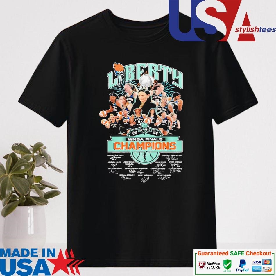 Official New York Liberty 2024 WNBA Finals Champions Signatures Shirt