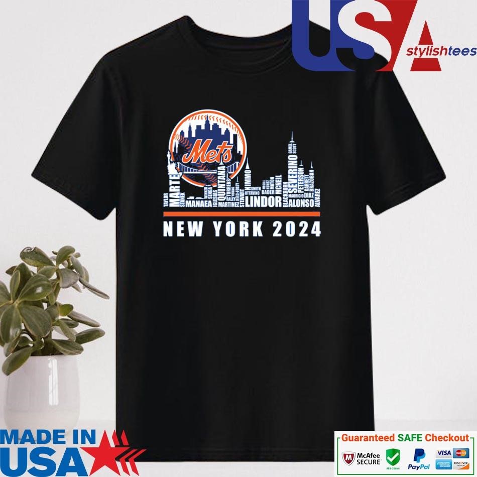 Official New York Mets 2024 Player Names Skyline Shirt