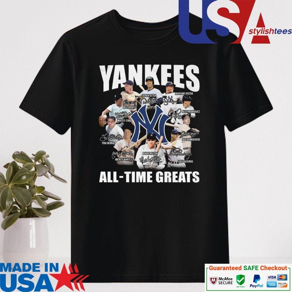 Official New York Yankees All – Time Greats Signatures Shirt