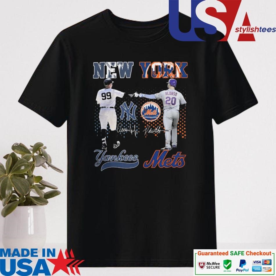 Official New York Yankees X New York Mets Skyline Signatures Shirt