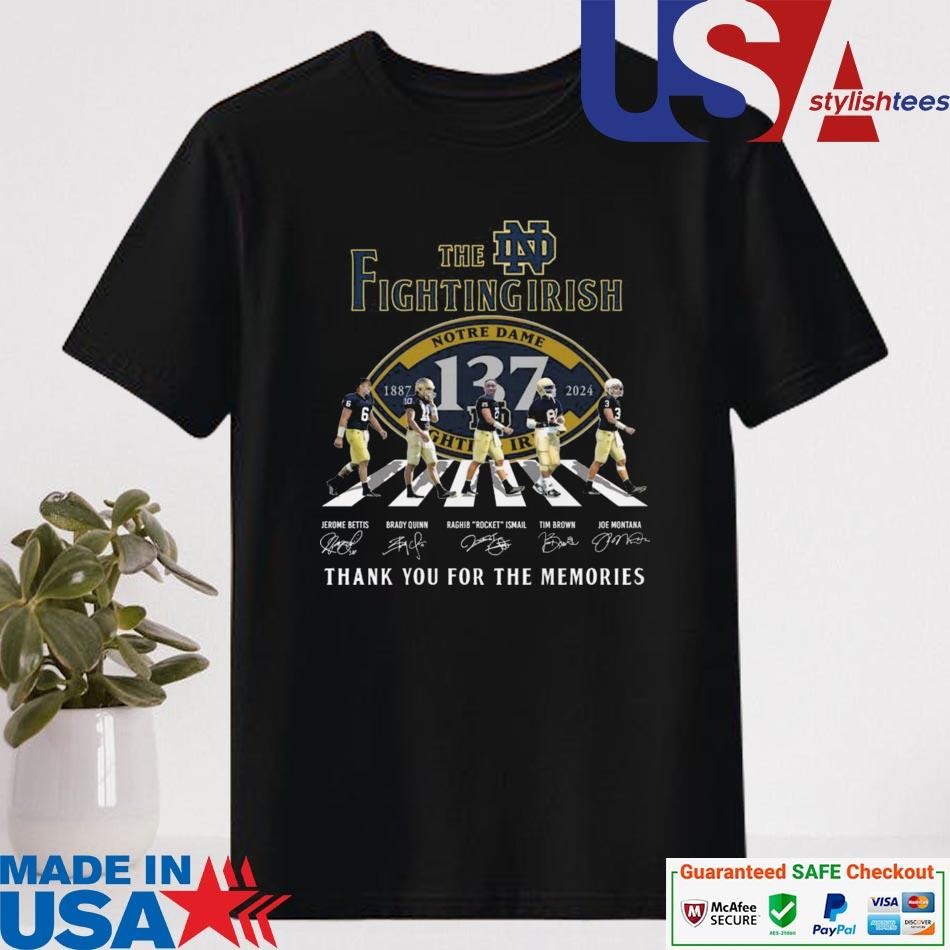 Official Notre Dame Fighting Irish 137 Years Of The Memories 1887-2024 Signatures Shirt