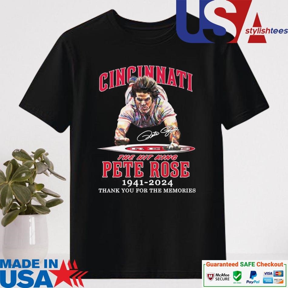 Official Peter Rose Cincinnati Reds 1941-2024 Thank You For The Memories Signature T-shirt