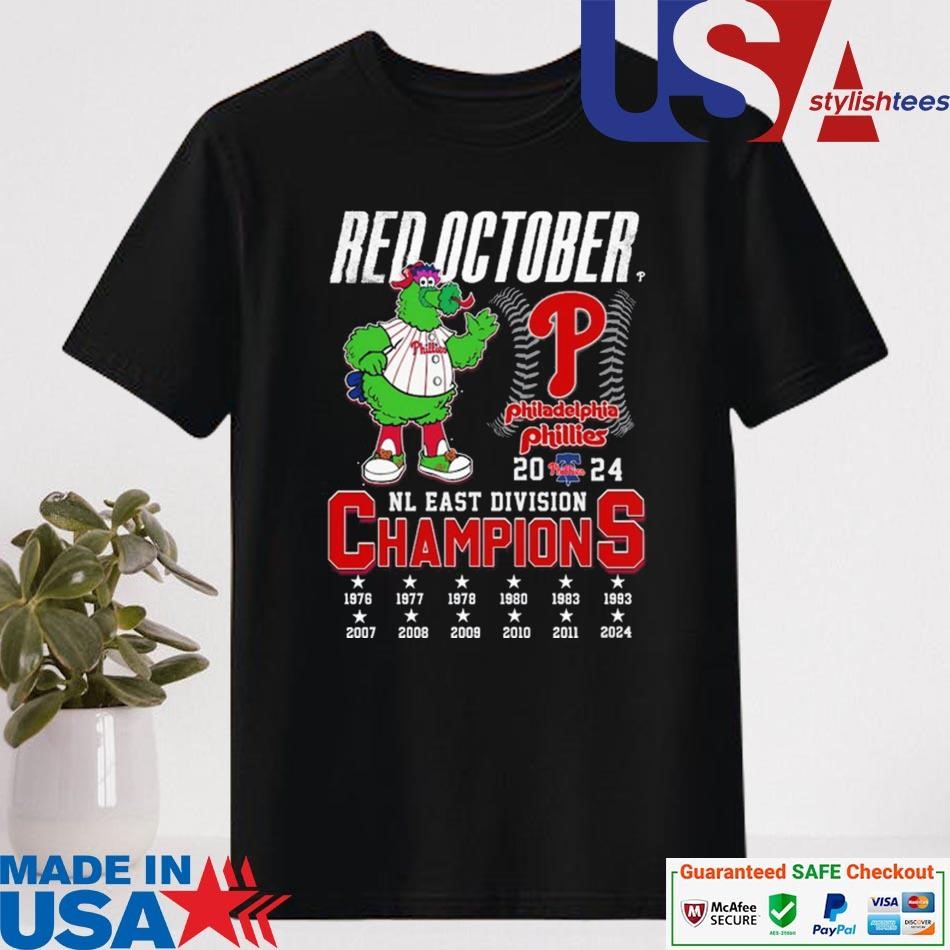 Official Philadelphia Phillies Mascot Red October 2024 NL East Division Champions Shirt