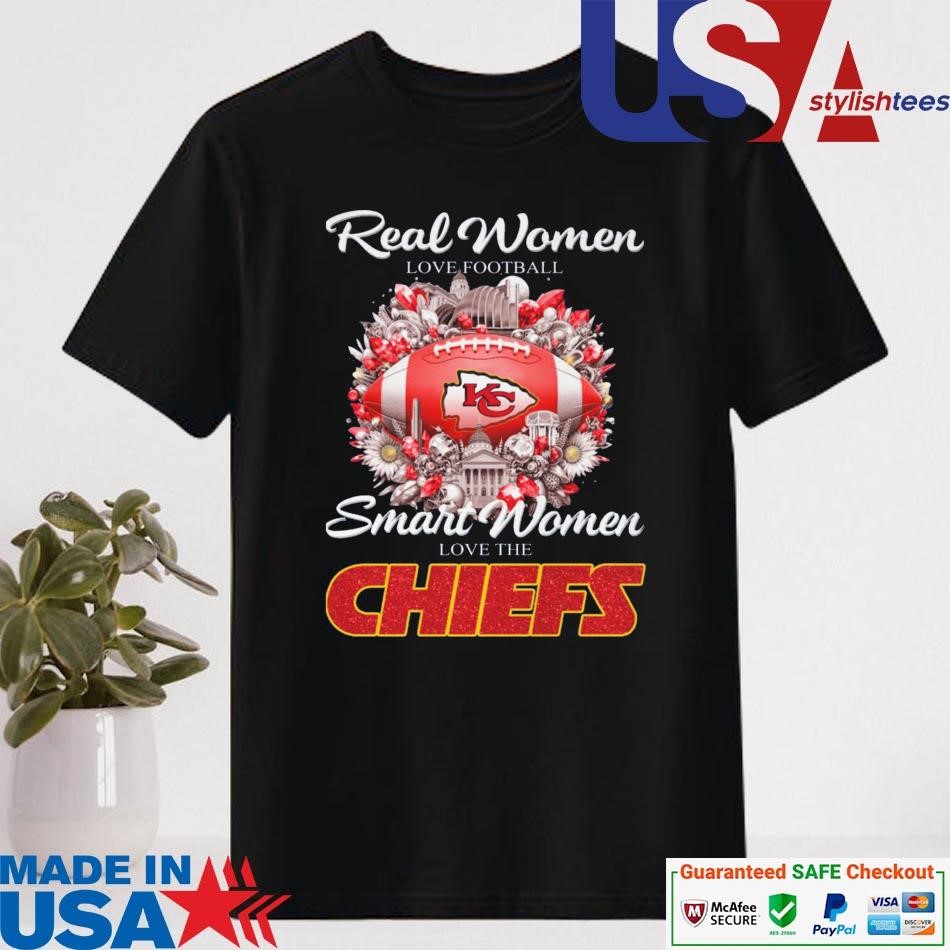 Official Real Women Love Football Smart Women Love The Kansas City Chiefs Flower T-shirt