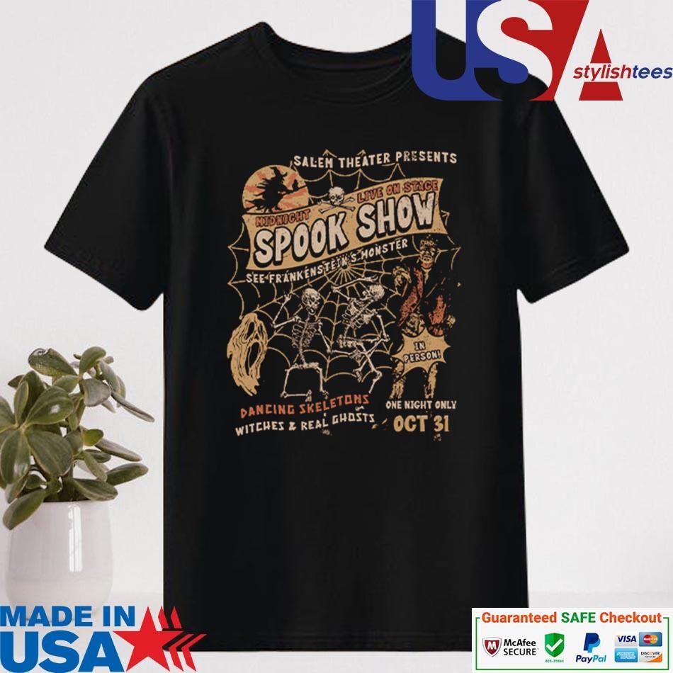 Official Salem Theater Presents Spook Show Frankenstein Monster Halloween T-shirt