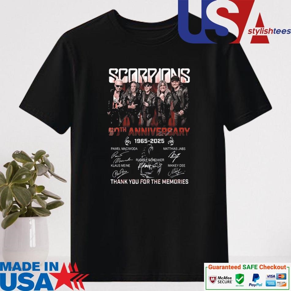 Official Scorpions Coming 60th Anniversary 1965-2025 Thank You For The Memories Signatures Shirt