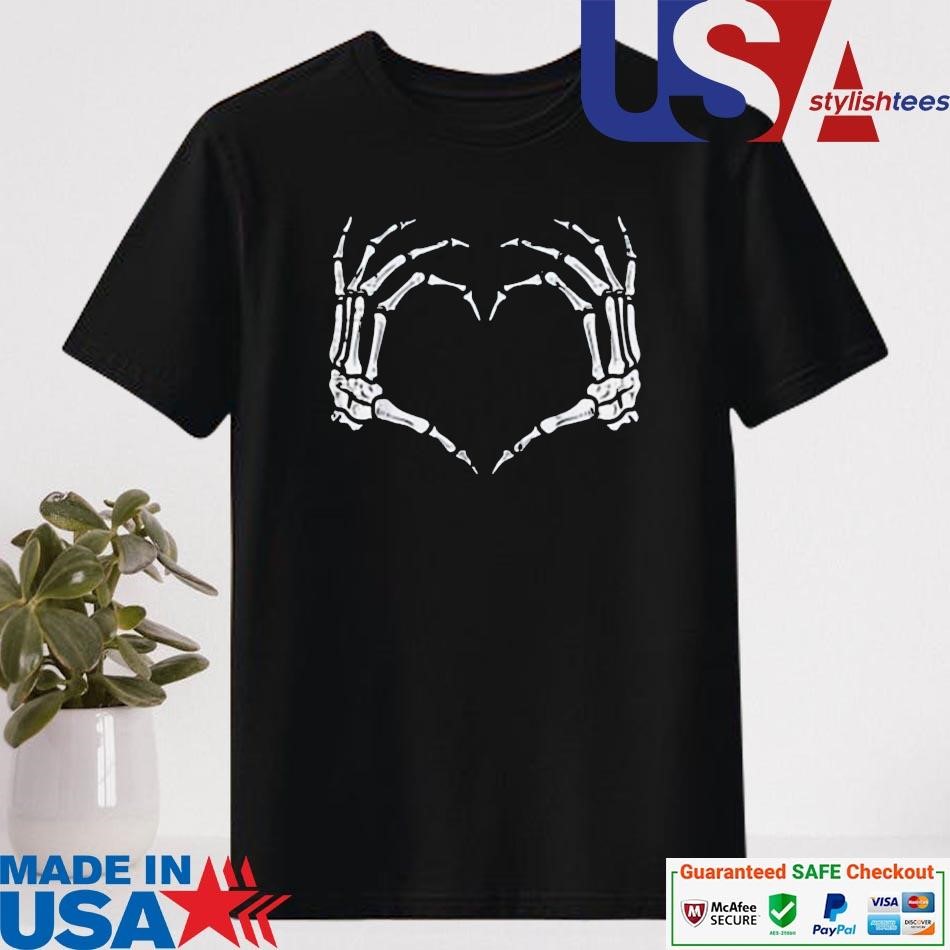 Official Skeleton Hands Heart Sign Retro Halloween Shirt