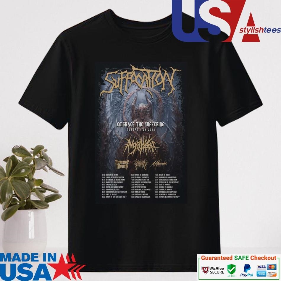 Official Suffocation Embrace The Suffering EU UK Tour 2025 Shirt