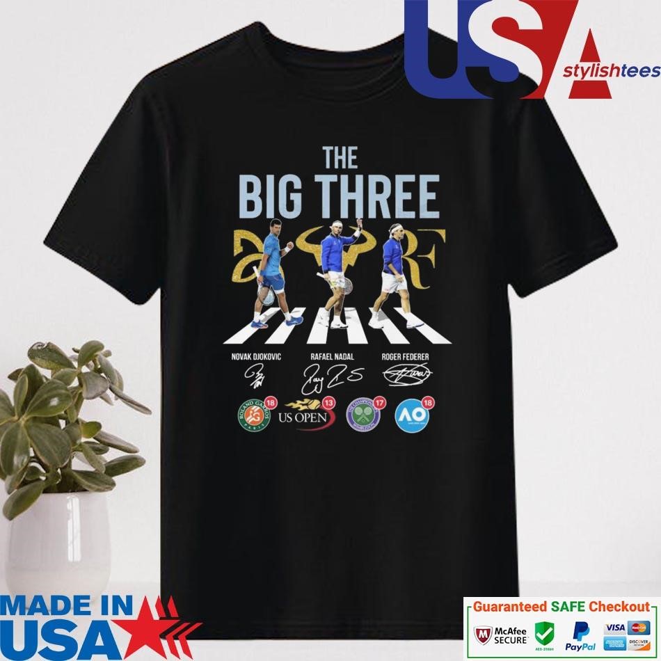 Official The Big Three Novak Djokovic x Rafael Nadal x Roger Federer Signatures Shirt