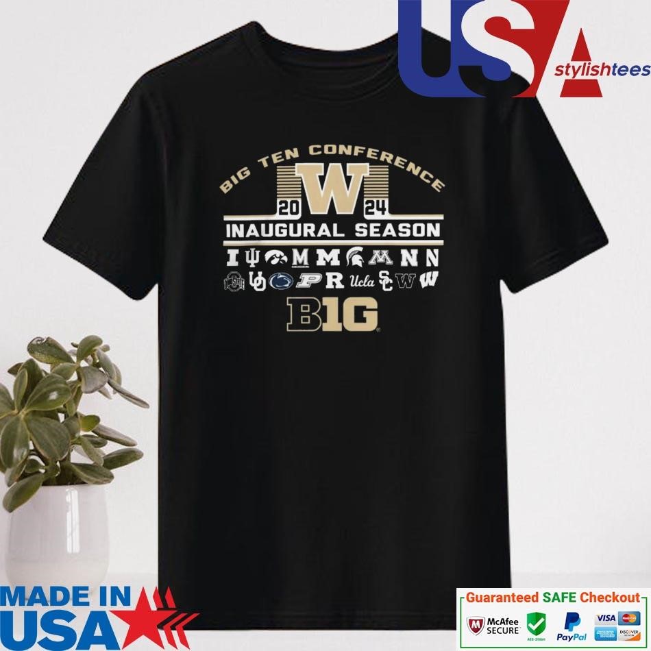 Official Washington Huskies Big Ten 2024 Inaugural Season Multi Logo Shirt