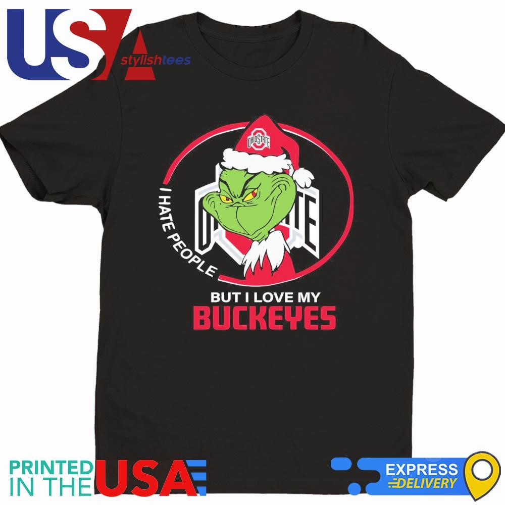 Ohio State Buckeyes Christmas Grinch I Hate People But I Love My Buckeyes 2024 Shirt