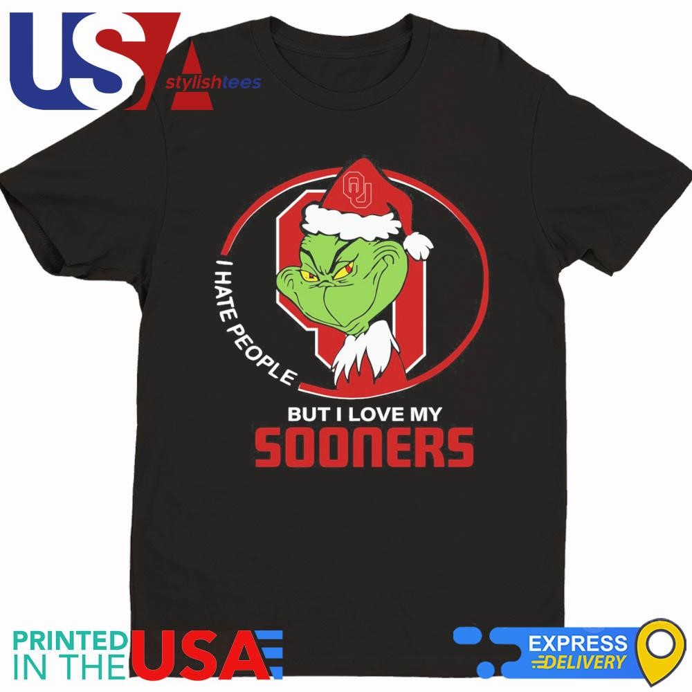 Oklahoma Sooners Christmas Grinch I Hate People But I Love My Sooners 2024 Shirt