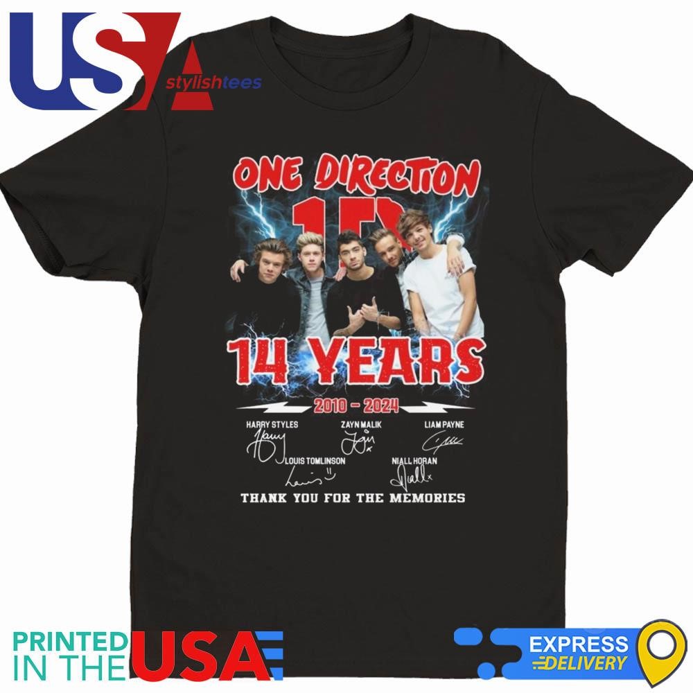 One Direction 14 Years 2010-2024 Thank You For The Memories Signatures Shirt