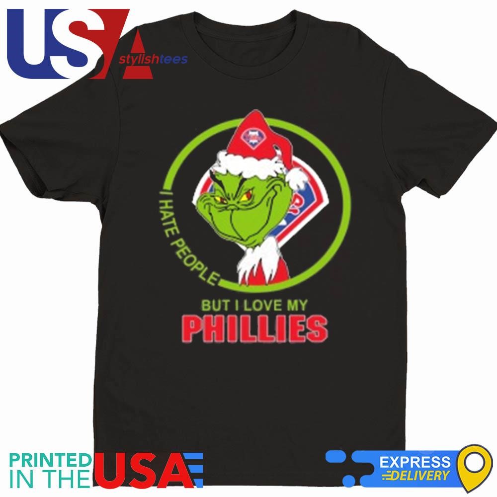 Philadelphia Phillies MLB Christmas Grinch I Hate People But I Love My Favorite 2024 Shirt