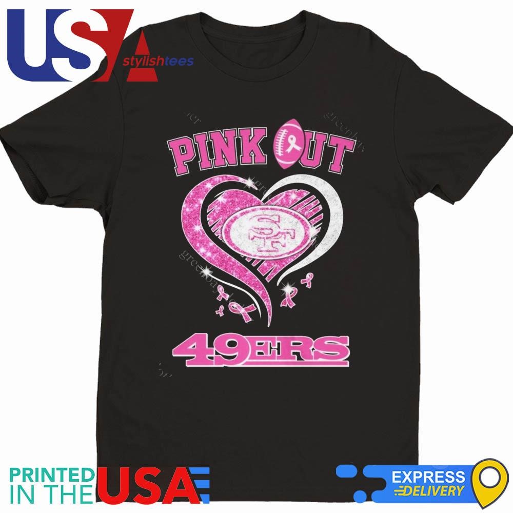 San Francisco 49ers Pink Out 49ers Heart Diamond Shirt