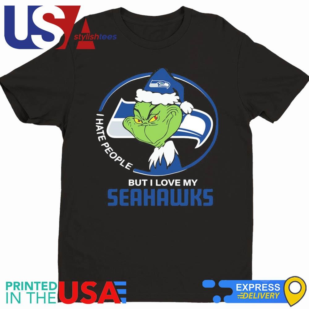 Seattle Seahawks Christmas Grinch I Hate People But I Love My Seahawks 2024 Shirt