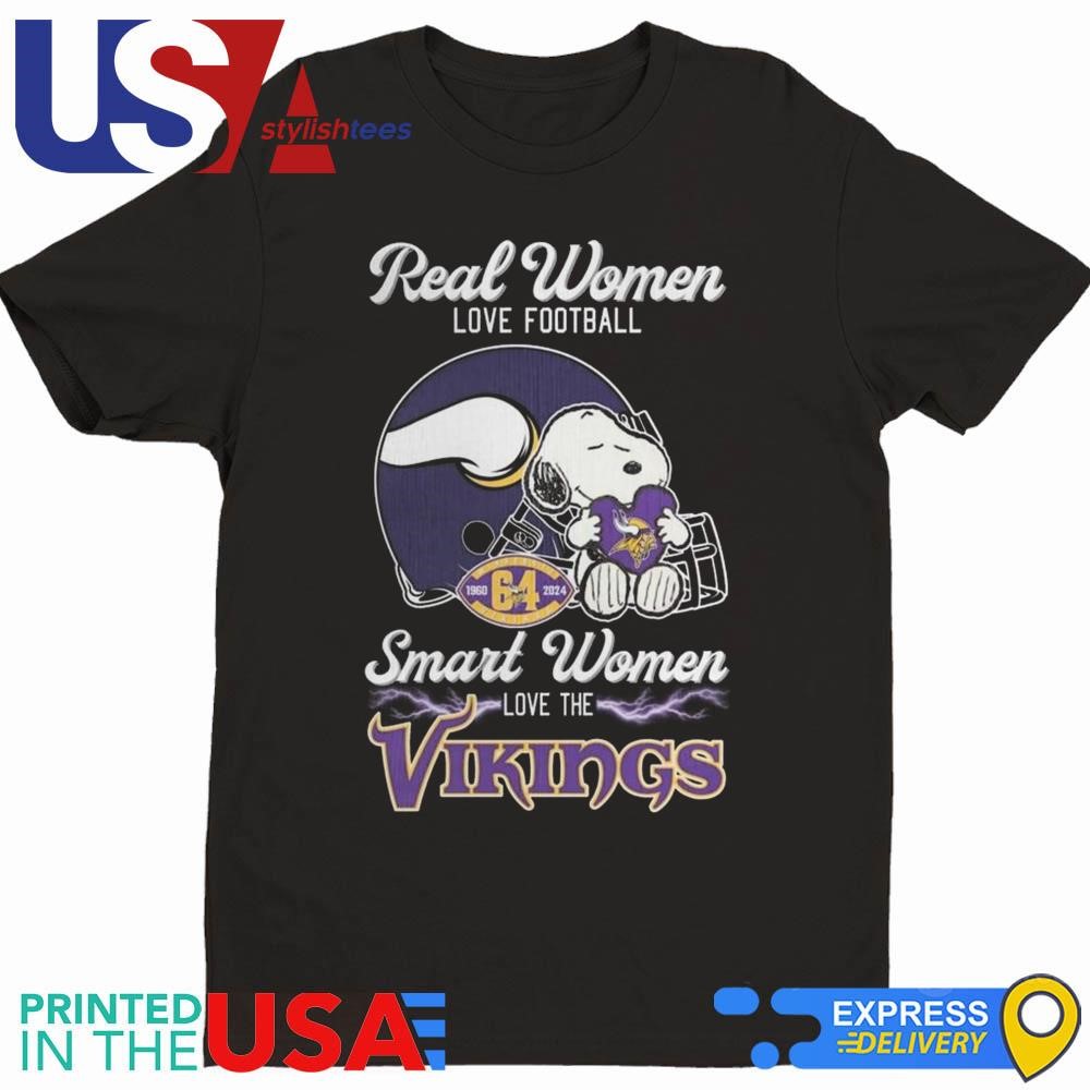 Snoopy Real Women Love Football Smart Women Love The Minnesote Vikings 2024 Shirt