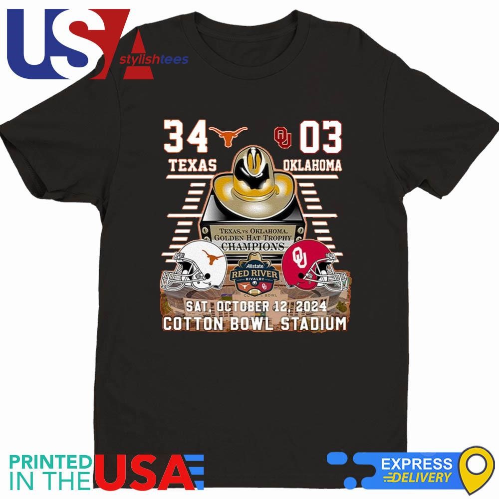 Texas 34 – 03 Oklahoma Sat October 12 2024 Cotton Bowl Stadium Shirt