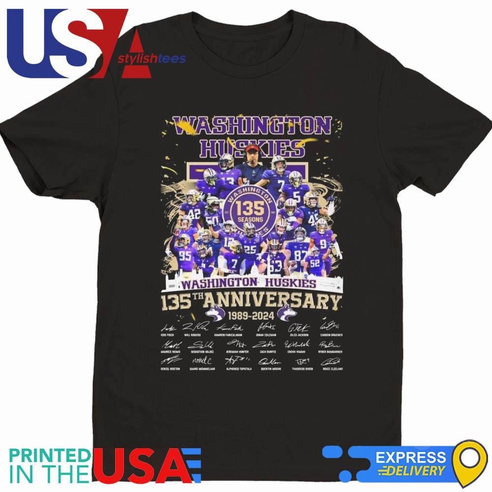 Washington Huskies 135th Anniversary 1989-2024 Signatures Shirt