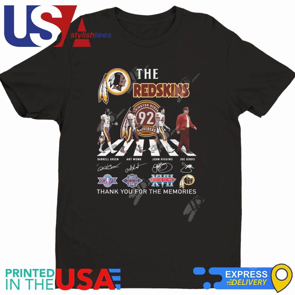 Washington Redskins 92th Anniversary Thank You For The Memories The Redskins Walking Signatures Shirt